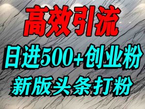 今日头条打创业粉,一篇文章就能引流几百个精准创业粉,日进500+精准流量-虚拟资源库