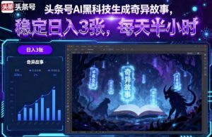 头条号AI黑科技生成奇异故事,稳定日入3张,每天半小时-虚拟资源库