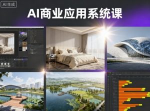 AI商业应用系统课，室内-软装-建筑-景观，智能设计+效果图+动画画实战-虚拟资源库