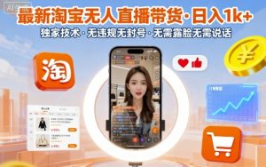 最新淘宝无人直播带货，日入1k+，独家技术，无违规无封号，无需露脸无需说话【揭秘】-虚拟资源库