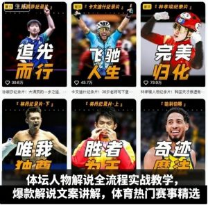 体坛人物解说全流程实战教学,爆款解说文案讲解,体育热门赛事精选-虚拟资源库