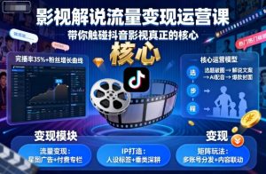 影视解说流量变现运营课,带你触碰抖音影视真正的核心-虚拟资源库