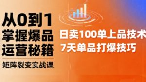 抖音小店爆品打造与矩阵裂变实战课,从0到1掌握爆品运营秘籍-虚拟资源库
