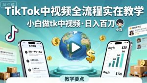 TikTok中视频全流程实操教学,小白做tk中视频,日入百刀-虚拟资源库