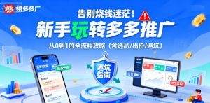 告别烧钱迷茫!新手玩转多多推广:从0到1的全流程攻略(含选品/出价/避坑)-虚拟资源库