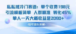 私域冷门赛道单个收费198米引流模板简单人群精准 45%的转化率单人一天大概收益多张-虚拟资源库