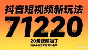 抖音短视频新玩法，20条视频挣了1w+，新手小白当天也可以出单-虚拟资源库