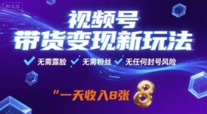 视频号带货变现新玩法,无需露脸,无需粉丝,无任何封号风险,一天收益8张【揭秘】-虚拟资源库