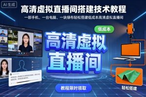 高清虚拟直播间搭建技术教程,一部手机、一台电脑、一块绿布轻松搭建低成本高清虚拟直播间-虚拟资源库