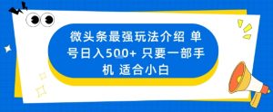 微头条最强玩法介绍一个号日入5张+只要一部手机适合小白-虚拟资源库