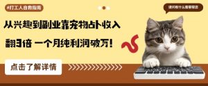 从兴趣到副业靠宠物占卜收入翻3倍一个月纯利润破W-虚拟资源库