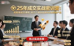 25年成交实战密训营，高客单成交课程，助力个体创业者和企业卖爆产品-虚拟资源库