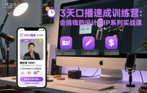 3天口播速成训练营,会搞钱的设计师IP系列实战课-虚拟资源库