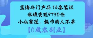 蓝海冷门产品：16条笔记私域变现9750米小众赛道，操作的人不多-虚拟资源库
