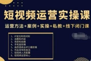短视频运营实操课,运营方法+案例+实操+私教+线下闭门课-虚拟资源库