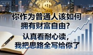 付费文章:你作为普通人该如何拥有财富自由?认真看耐心读,我把思路全写给你了-虚拟资源库