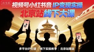 视频号小红书抖音IP变现实操北京站线下大课,40+行业短视频高变现姿势,100+IP高变现实操技术-虚拟资源库