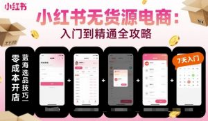 小红书无货源电商,入门到精通,开店+选品+笔记+剪辑+赛道+内容-虚拟资源库