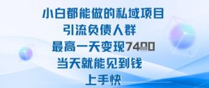 2025年小白都能做的私域项目引流负债人群最高一天变现1k+高变现难度低当天就能见到钱上手快-虚拟资源库