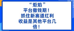 “炬焰”：平台撒钱期！抓住新赛道红利，5分钟二创内容，收益是其他平台几倍！-虚拟资源库