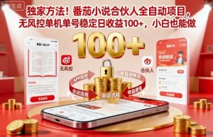 独家方法!番茄小说合伙人全自动挂G项目,无风控单机单号稳定日收益100+,小白也能做【揭秘】-虚拟资源库