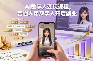 AI数字人变现课程,普通人用数字人开启副业-虚拟资源库