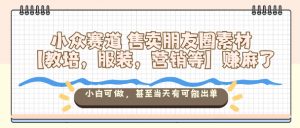 小众赛道售卖朋友圈素材【教培,服装,营销等】賺麻了,小白可做,甚至当天有可能出单-虚拟资源库