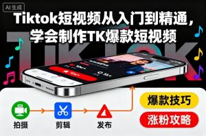 Tiktok短视频从入门到精通，学会制作TK爆款短视频-虚拟资源库