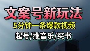 文案号新玩法，5分钟一条爆款视频，流量高，起号快，多方位变现-虚拟资源库