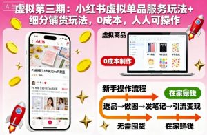虚拟第三期：小红书虚拟单品服务玩法+细分铺货玩法，0成本，人人可操作-虚拟资源库