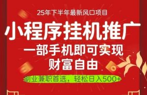 一部手机即可实现财富自由,微信小程序推广最新玩法教学,操作简单容易上手【揭秘】-虚拟资源库