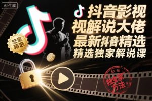 抖音影视解说大佬最新抖音进精选和独家方法,精选独家解说课-虚拟资源库
