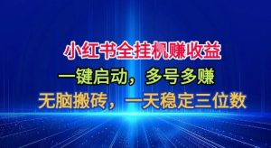 小红书全自动掘金项目,一键启动,无脑搬砖,一天稳定三位数【揭秘】-虚拟资源库