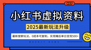小红书虚拟资料项目:最新搜索流变现玩法,0成本简单可复制,一人多店打法,新手也可轻松日入5张+-虚拟资源库
