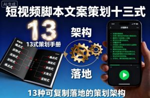 短视频脚本文案策划十三式，13种可复制落地的策划架构-虚拟资源库