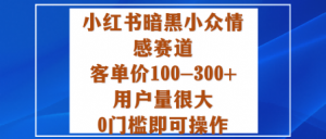小红书暗黑小众情感赛道,客单价100-300+用户量很大,0门槛即可操作-虚拟资源库