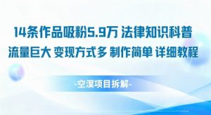 14条作品吸粉5.9W，法律知识科普，流量巨大，变现方式多，制作简单，详细教程-虚拟资源库