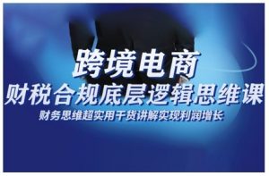 跨境电商财稅合规底层逻辑思维课,财务思维超实用于货讲解实现利润增长-虚拟资源库