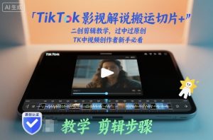 TikTok影视解说搬运切片+二创剪辑教学，过中过原创，TK中视频创作者新手必看-虚拟资源库