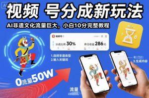 视频号分成新玩法，AI非遗文化流量巨大，小白10分钟搞定，完整教程-虚拟资源库