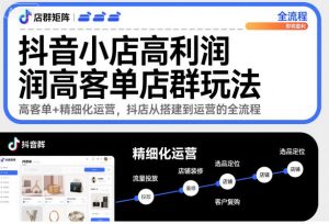 抖音小店高利润高客单店群玩法，高客单+精细化运营，抖店从搭建到运营的全流程-虚拟资源库