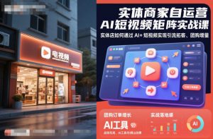 实体商家自运营AI短视频矩阵实战课，实体店如何通过AI+短视频实现引流拓客、团购增量-虚拟资源库