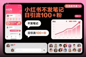 引流系列课14:小红书不发笔记日引流100+粉-虚拟资源库
