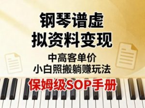 小红书钢琴谱虚拟资料变现，中高客单价，小白照搬的“躺賺”玩法【保姆级SOP手册】-虚拟资源库