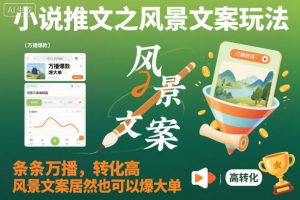 小说推文之风景文案玩法，条条万播，转化高，风景文案居然也可以爆大单！-虚拟资源库