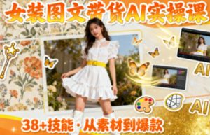 女装图文带货的AI实操课,覆盖38个实用技能,快速提升素材制作效率-虚拟资源库