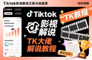 Tiktok影视解说文案与选题课,TK大佬影视解说教程-虚拟资源库