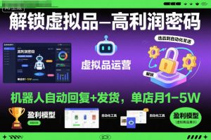 解锁虚拟品高利润密码:机器人自动回复+发货,单店月1-5W【揭秘】-虚拟资源库