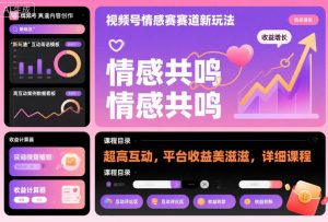 视频号情感赛道新玩法，超高互动，平台收益美滋滋，详细课程-虚拟资源库