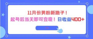 11月份男粉新路子，起号后当天即可变现，日收益4张-虚拟资源库